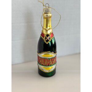 Glass Champagne Bottle Christmas Ornament